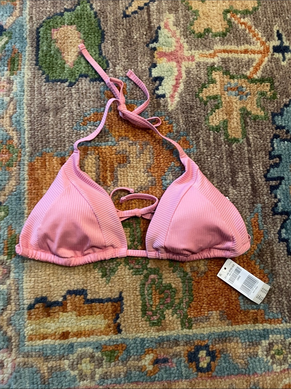 Hollister Pink Ribbed Triangle Bikini Top
